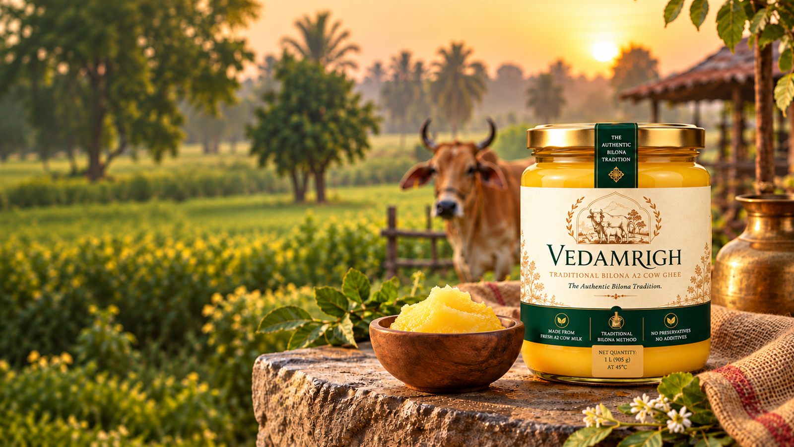 Vedamrigh traditional A2 cow Bilona ghee