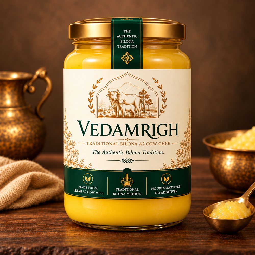 Vedamrigh A2 cow Bilona ghee jar
